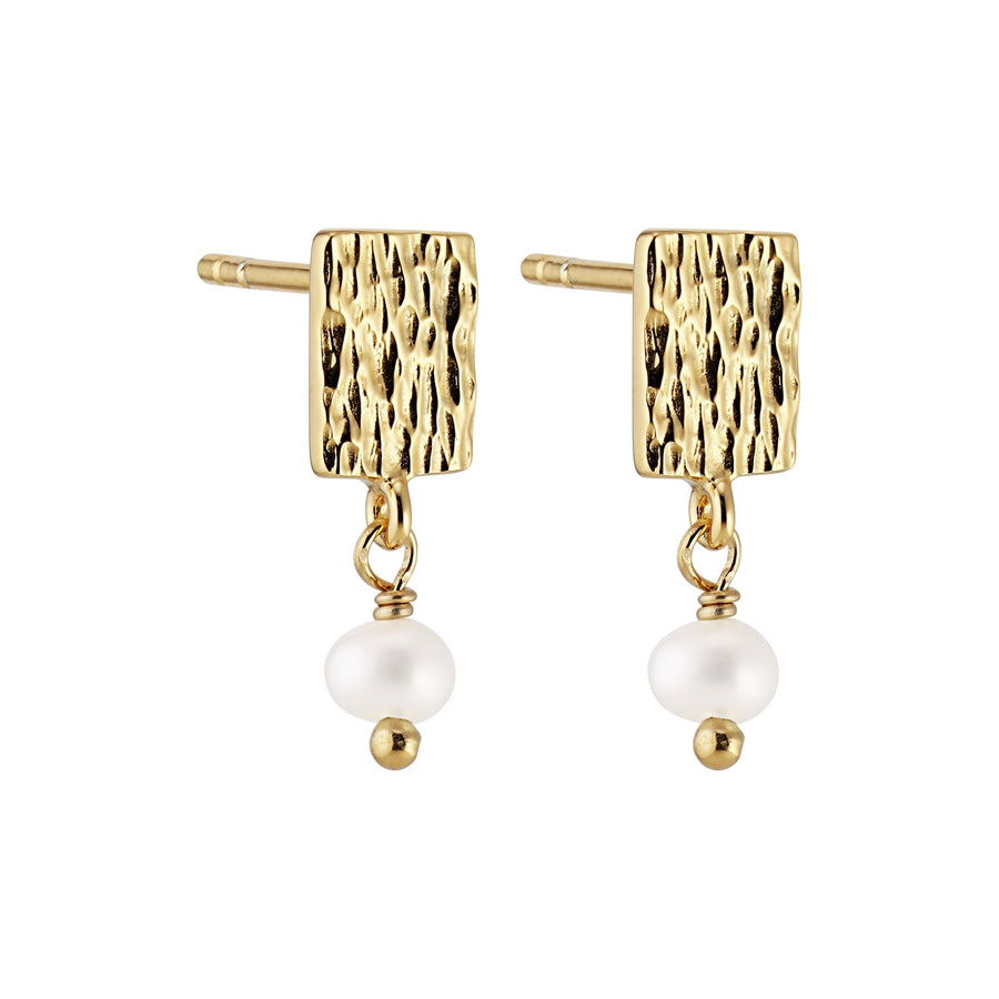 Structure mini pearl earring - Gold