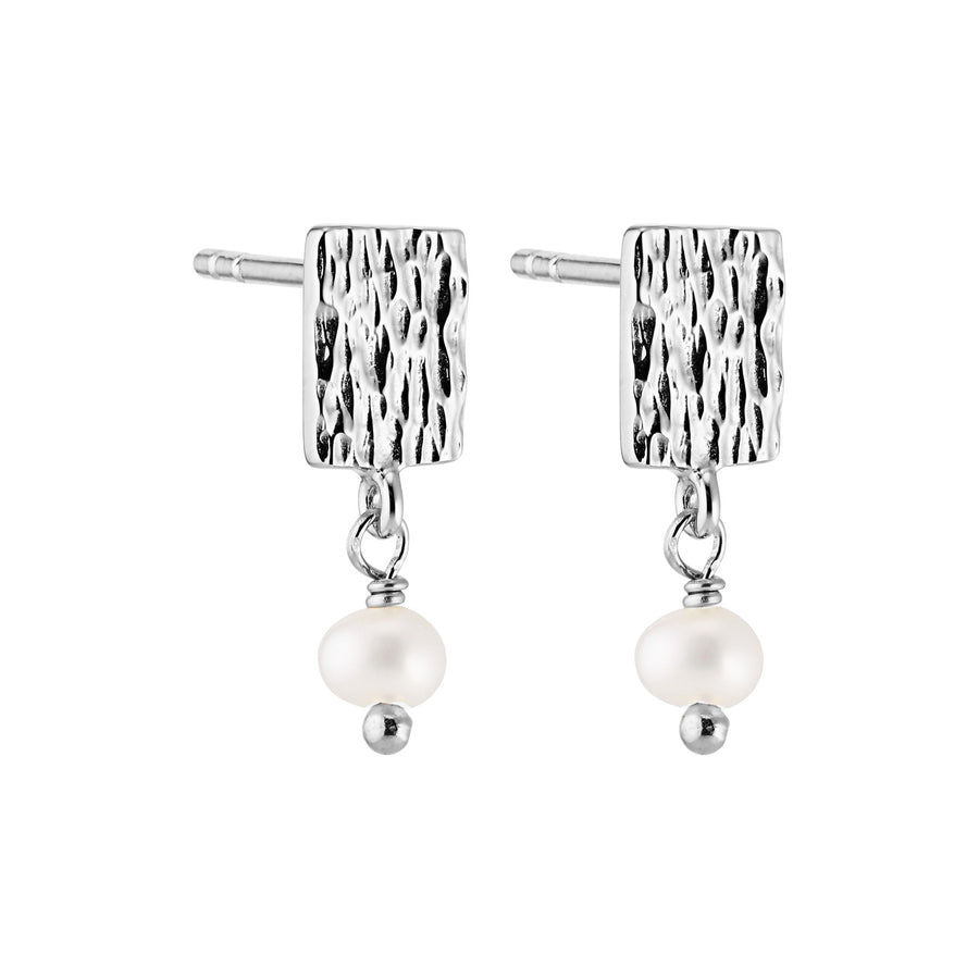 Structure mini pearl earring - Silver