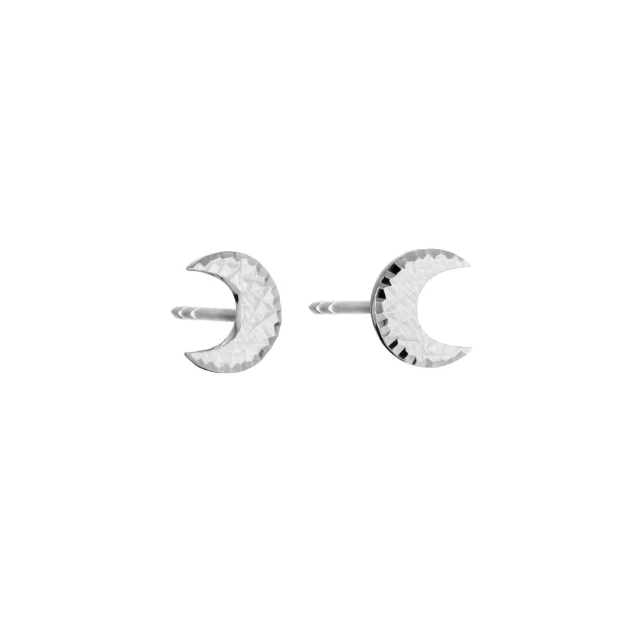 Diamond moon earring - Silver