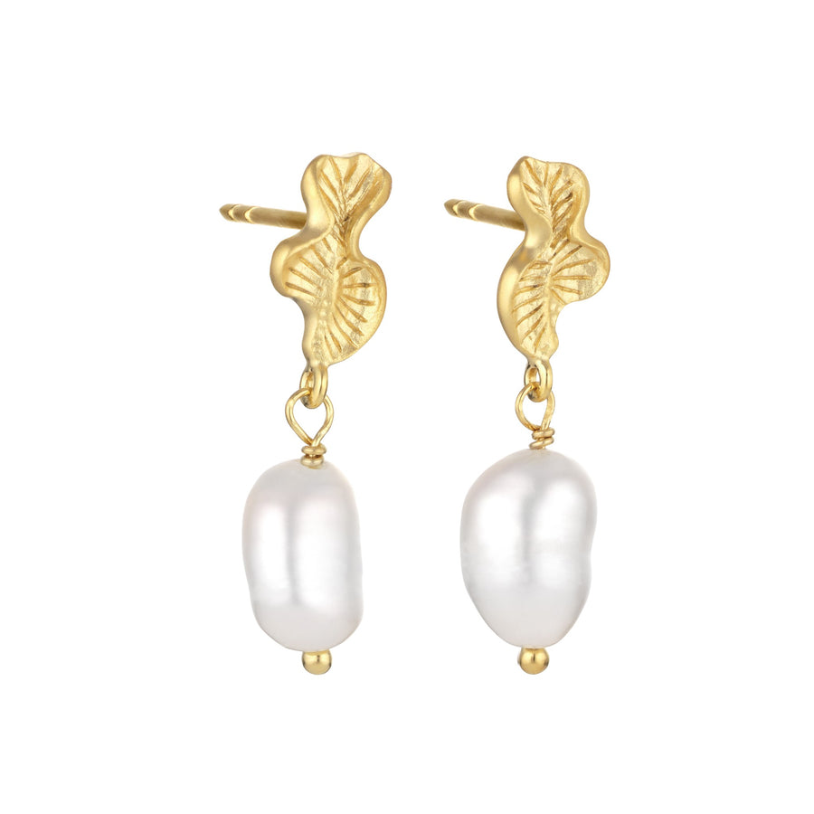 Nature pearl earring - Gold