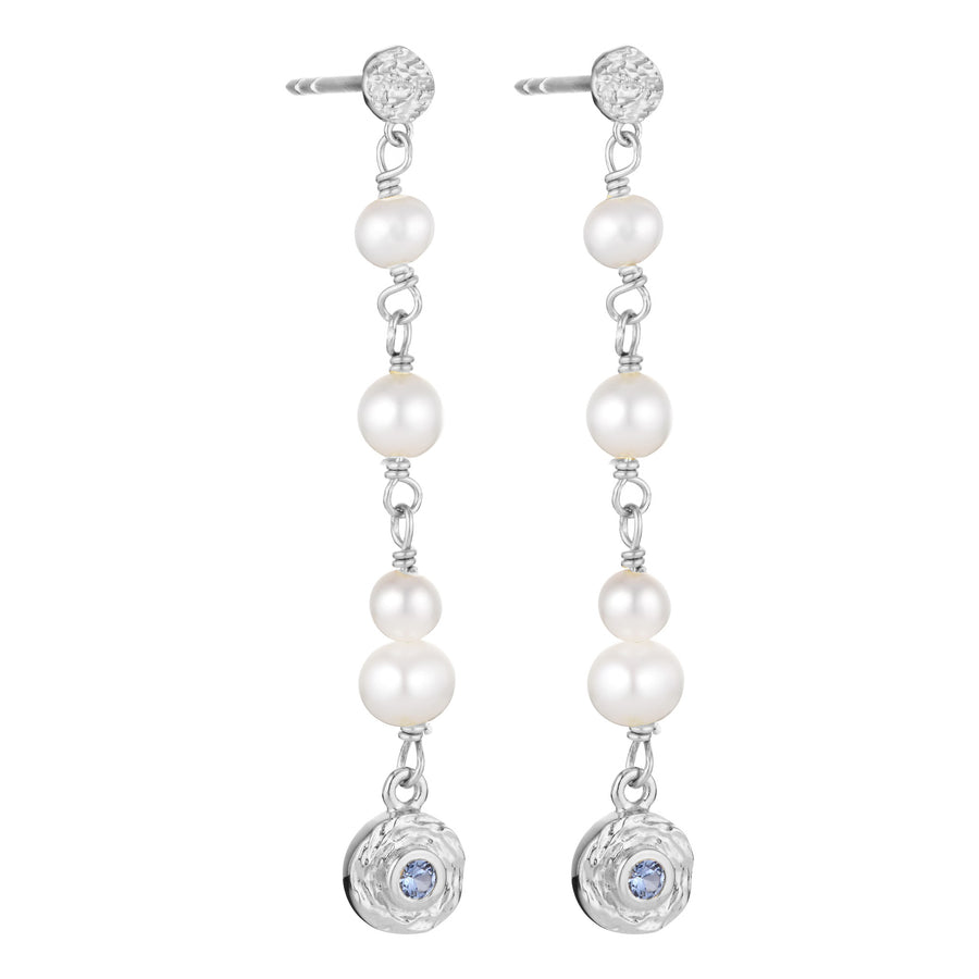 Nature chain pearl earring - Silver
