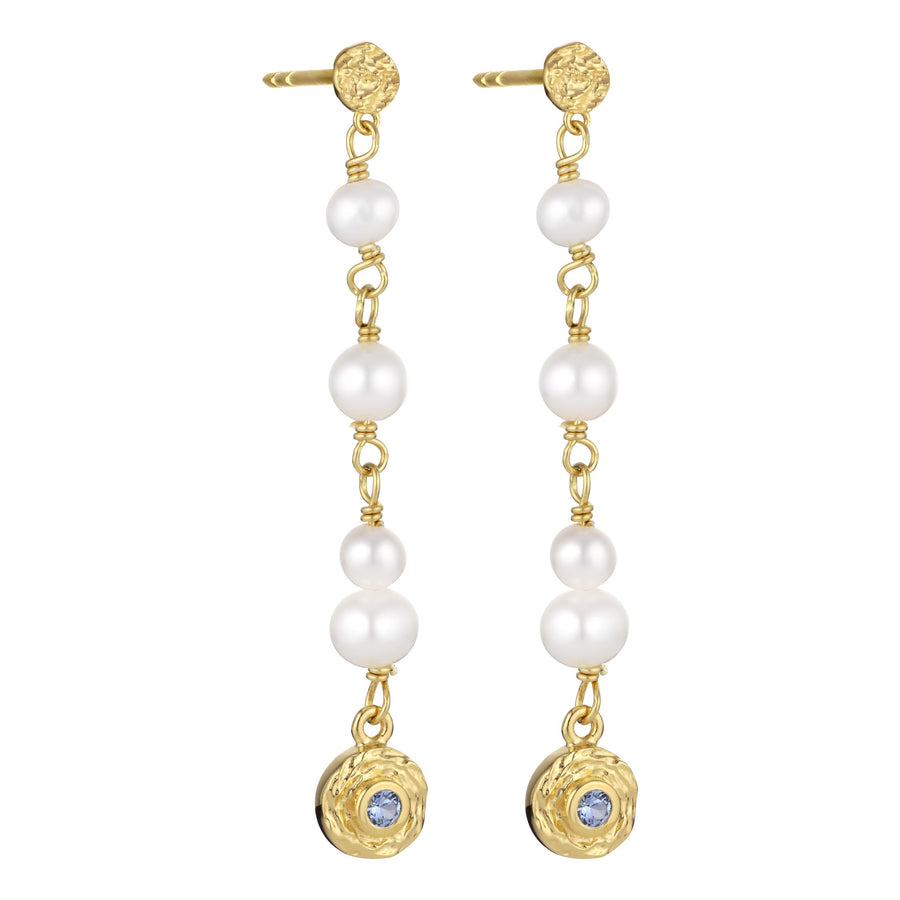 Nature chain pearl earring - Gold