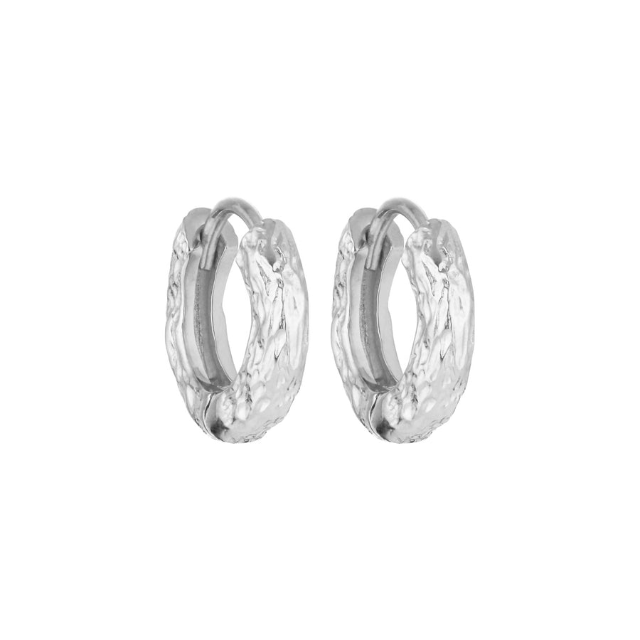 Nature structure mini hoops - Silver