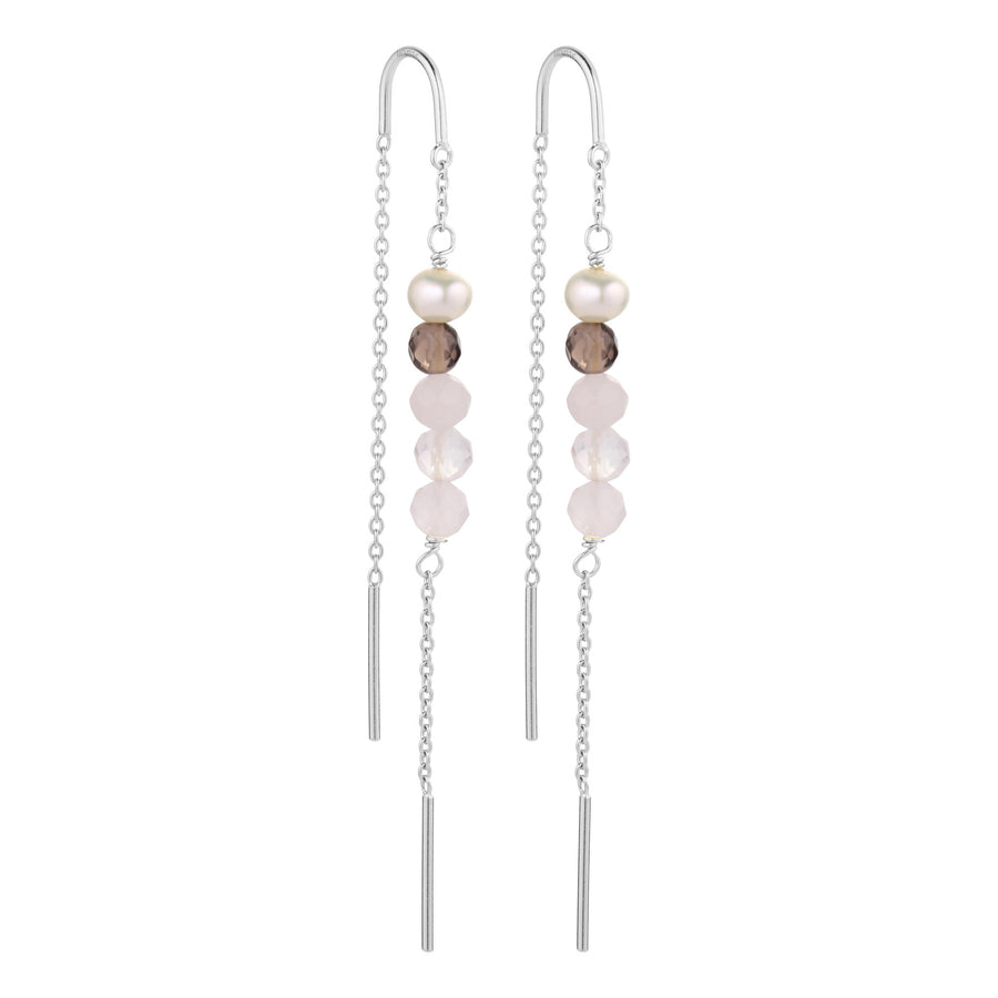 Nature light rose chain earring - Silver