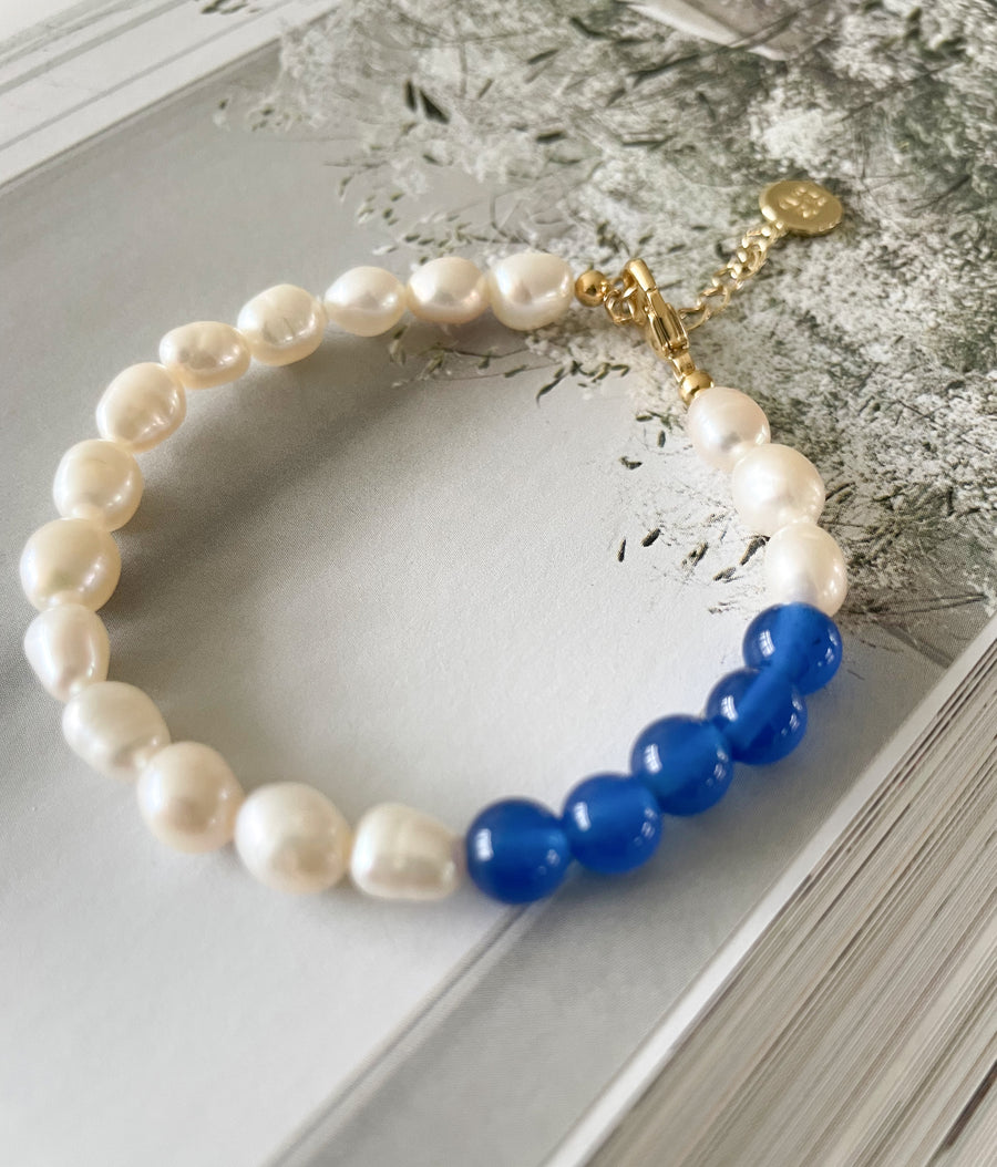 Nature blue pearl bracelet  - Gold