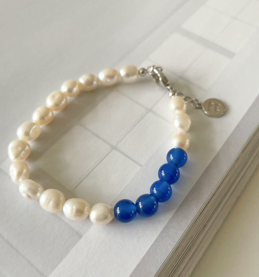 Nature blue pearl bracelet  - Silver